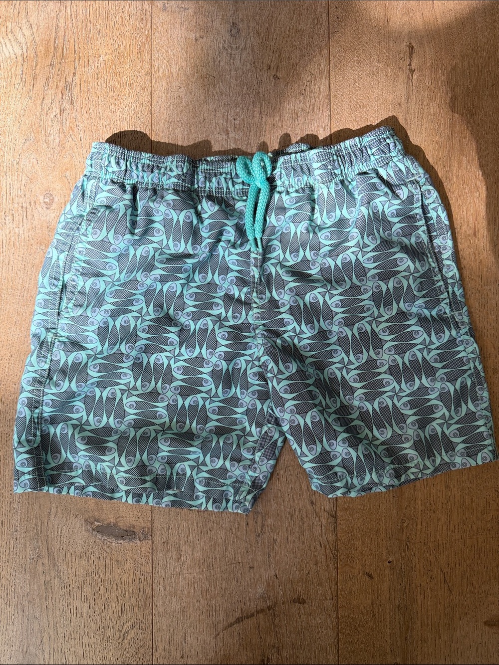 Vilebrequin Teal & Mint Fish-Print Kids Swim Trunks